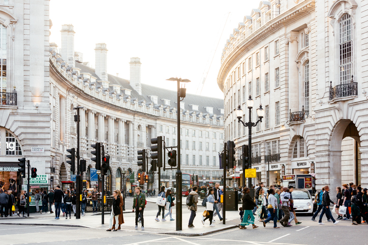 Piccadilly Circus and Regent Street in London, England, UK